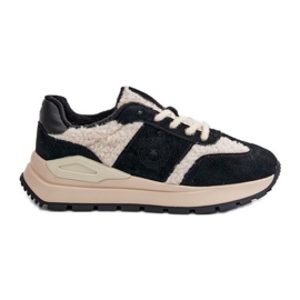 Ženske izolirane kožne tenisice Big Star OO274A318 HI-POLY sustav crne crna