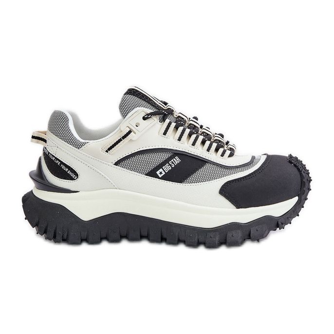 Ženske kožne tenisice na platformi Big Star OO274A220 HI-POLY sustav bijele i crne bijela