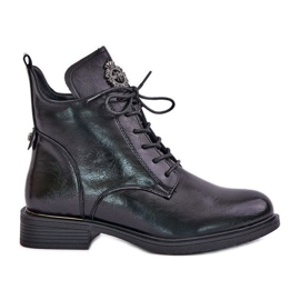 Izolirane gležnjače s ravnom petom i ukrasom, Black Leonise crno