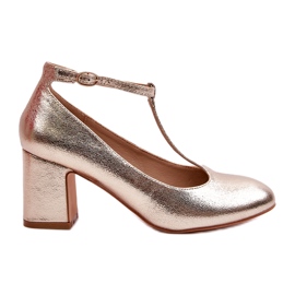 Mascara Ženske pumpe s eko kosom na Zlatnom metalnom postu zlatni