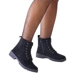 Crne radničke gležnjače od eko brušene kože na Barosa platformi crna