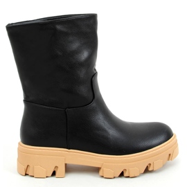 Čizme s ravnim gornjištem Seneh BLACK (kamel) crna