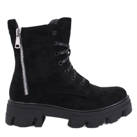 Healy Crne gležnjače na vezanje s debelim potplatom crna