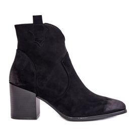 Kaubojske čizme na visoku petu, izolirane eko antilop Vinceza 58345, crne crna