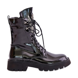 S.Barski Patentirane radničke čizme s ukrasom Izolirane D&amp;A MR880-080 crne crna