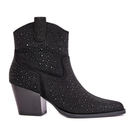 Ukrašene kaubojske čizme na visoku petu sa špicastim vrhovima S.Barski HY42-121 Crna