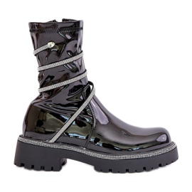 Lakirane gležnjače s ukrasom Black Kikizelle crna