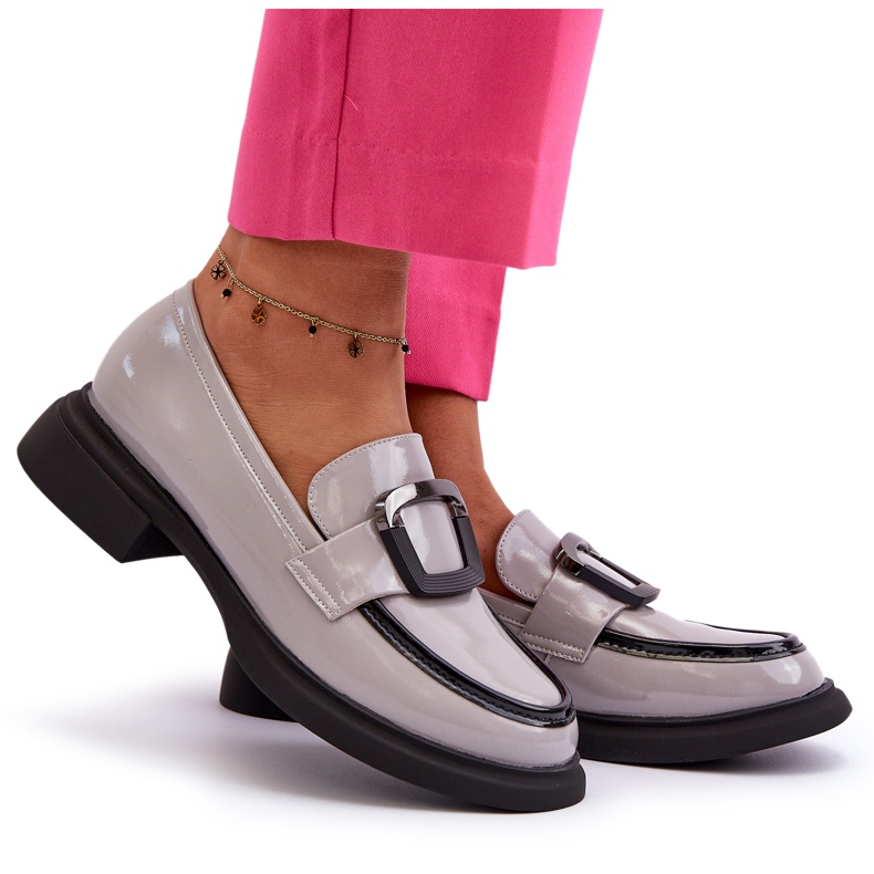 Vinceza ženske lakovane mokasine, sive siva