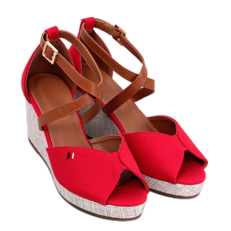 Berna crvene sandale na klin s otvorenim prstima - Inello crvena