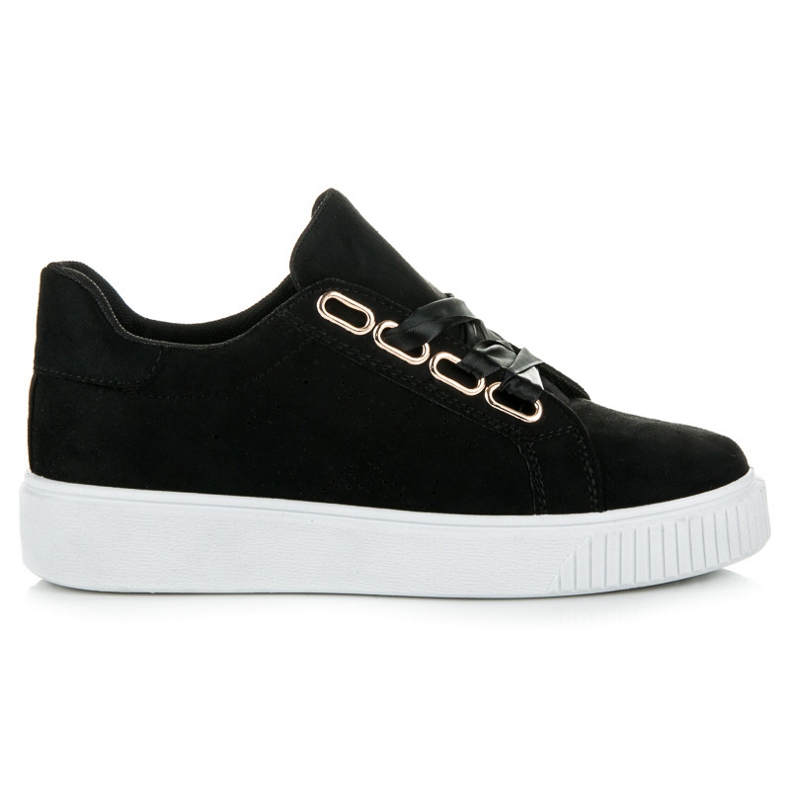 Ideal Shoes Tenisice vezane vrpcom crno