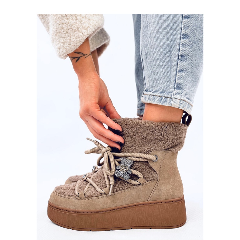 Kaki čizme za snijeg sa strižicama smeđa