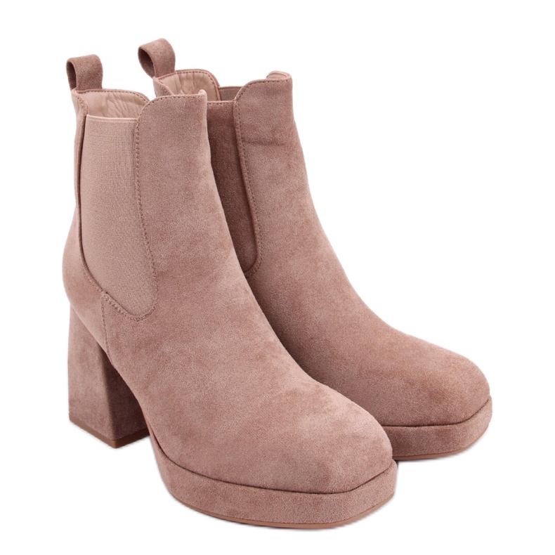 Kaki gležnjače na široku petu bež