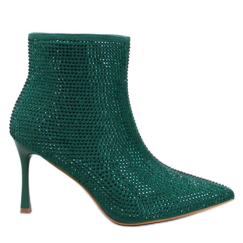 Gležnjače na visoku petu sa zelenim kristalima zelena