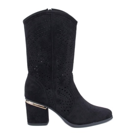 Crne ažurne čizme s visokom petom crna