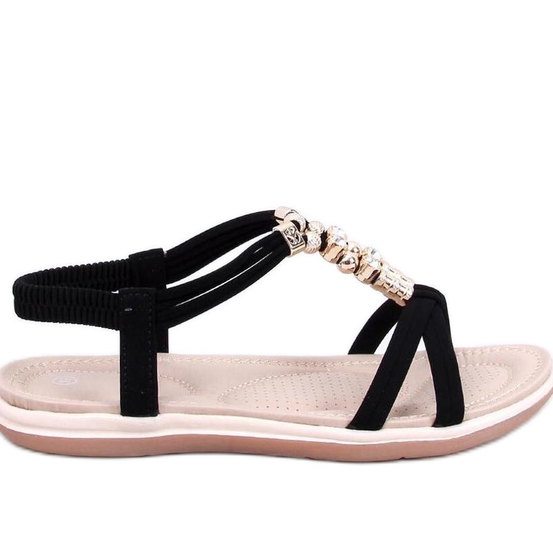 Crne sandale sa ukrasnim cirkonima crno