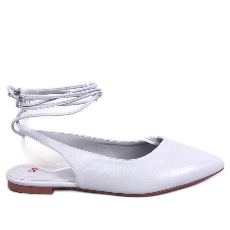 Sive balerinke s otvorenom petom na vezanje siva