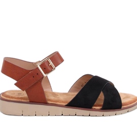 Ženske povišene sandale crna