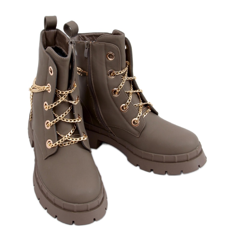 Ženske gležnjače s debelim kaki đonom smeđa