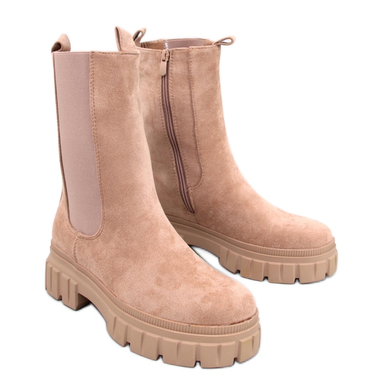 Kaki visoke Chelsea čizme bež