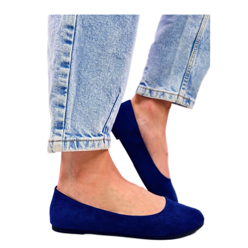 Klasične plave balerinke od brušene kože plava