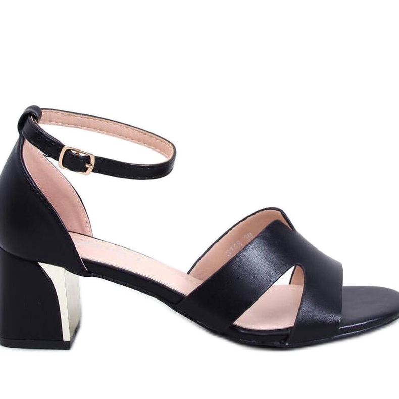 Ženske pune zrnate sandale na visoku petu crno