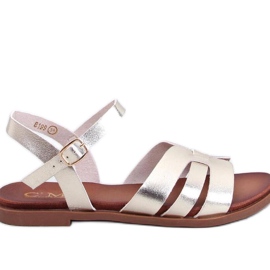 Zlatne ženske ravne sandale zlatni