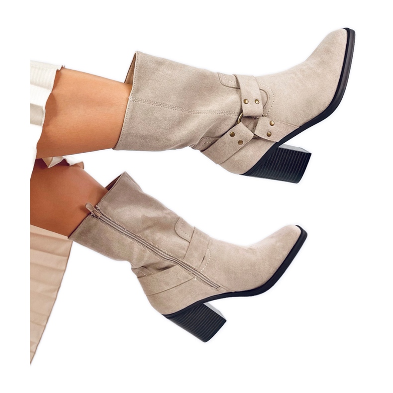 Bež kaubojske čizme od brušene kože