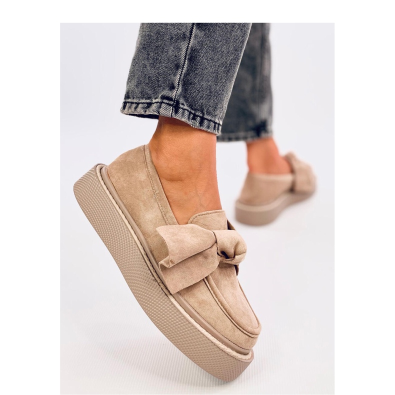 Tempelton kaki mokasine od brušene kože s mašnom - Inello bež