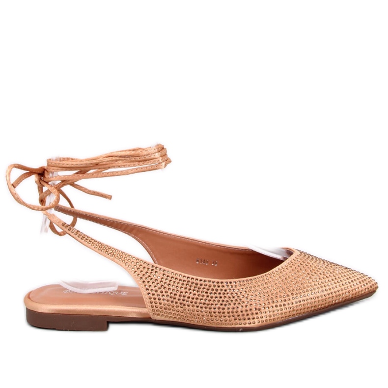 Balerinke sa štrasom otvorena peta Vonda Champagne - Inello žuta boja