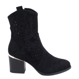 Antares Crne ažurne kaubojske čizme od brušene kože - Inello crna