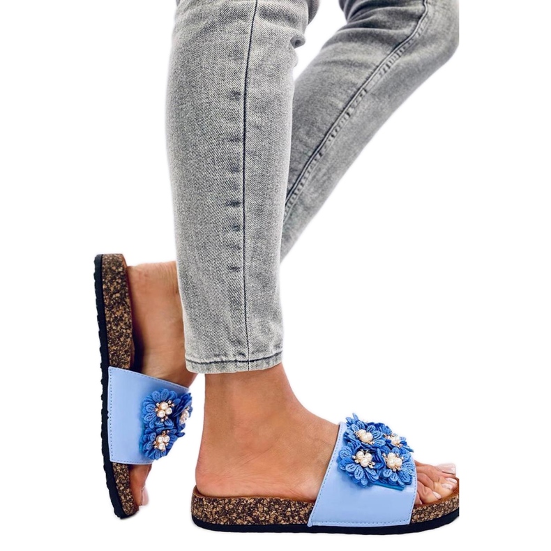 Emiles Plave japanke od pluta s cvjetićima - Inello plava