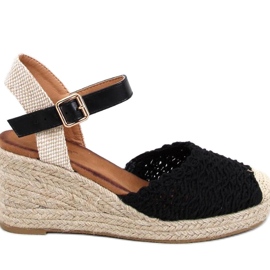 Morelli Crne sandale na klin s espadrilama - Inello crno