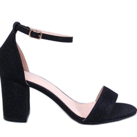 Yanas Crne sandale na visoku petu s preljevima - Inello crna