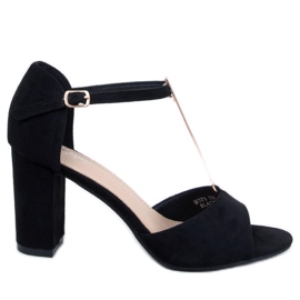 Sandale na visoku petu sa zlatnim ukrasom Ferdi Black - Inello crna