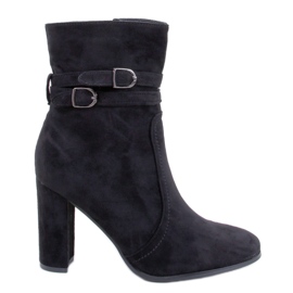 Gležnjače s visokom petom Dianes Black od brušene kože crna