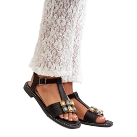 Ženske sandale sa S.Barski Black ukrasom crna