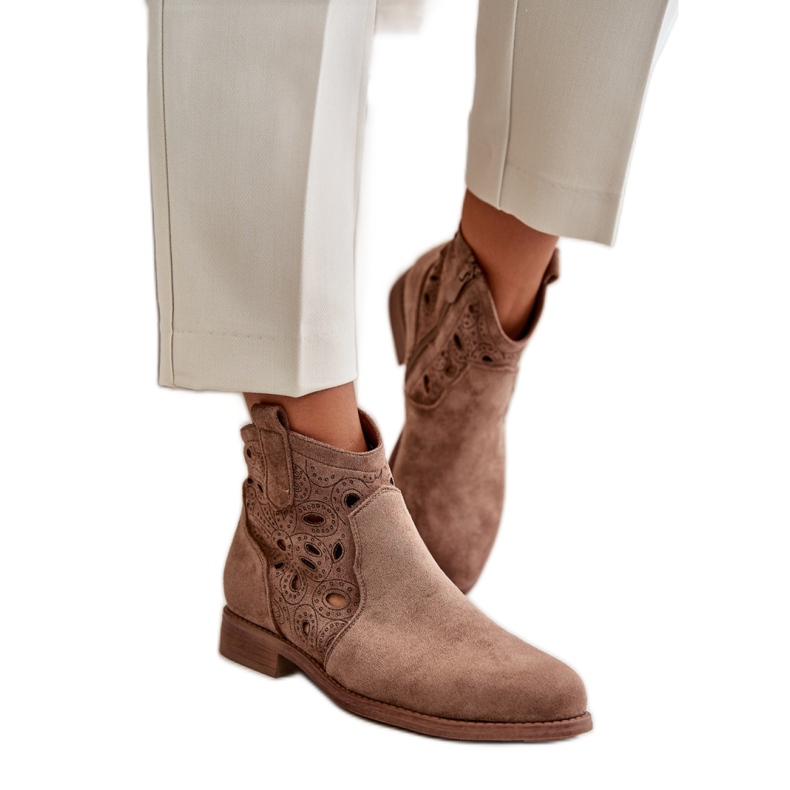 S. BARSKI Ženske čizme s otvorenim gornjištem S.Barski smeđe smeđa