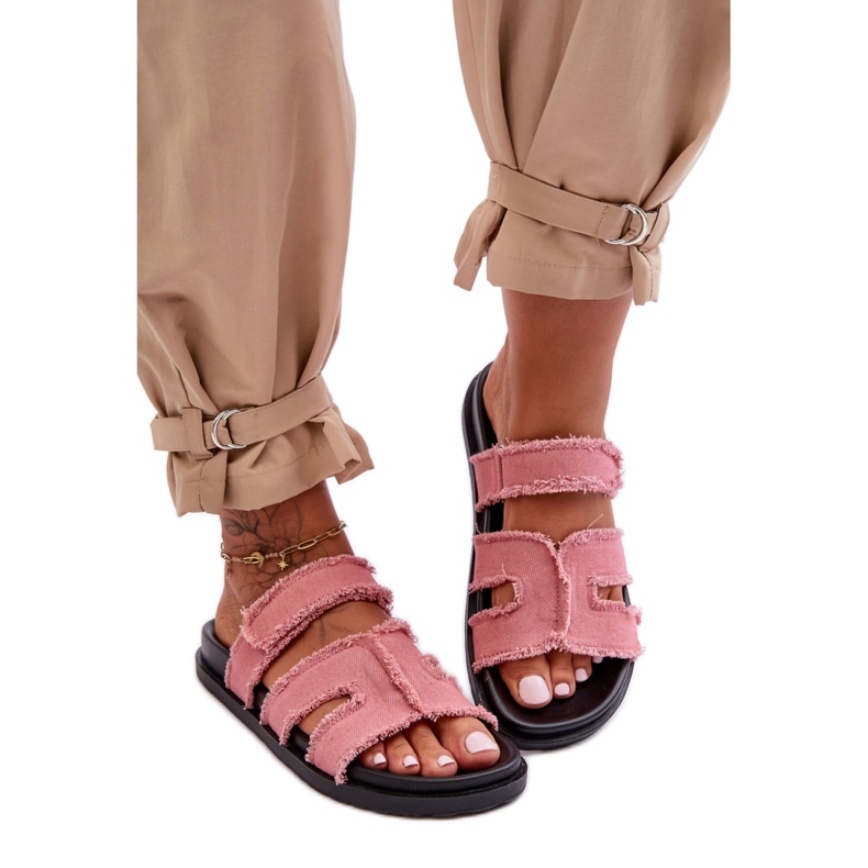 Klasične ženske papuče od roze tkanine ružičasta