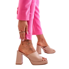 Bež ženske japanke na visoku petu