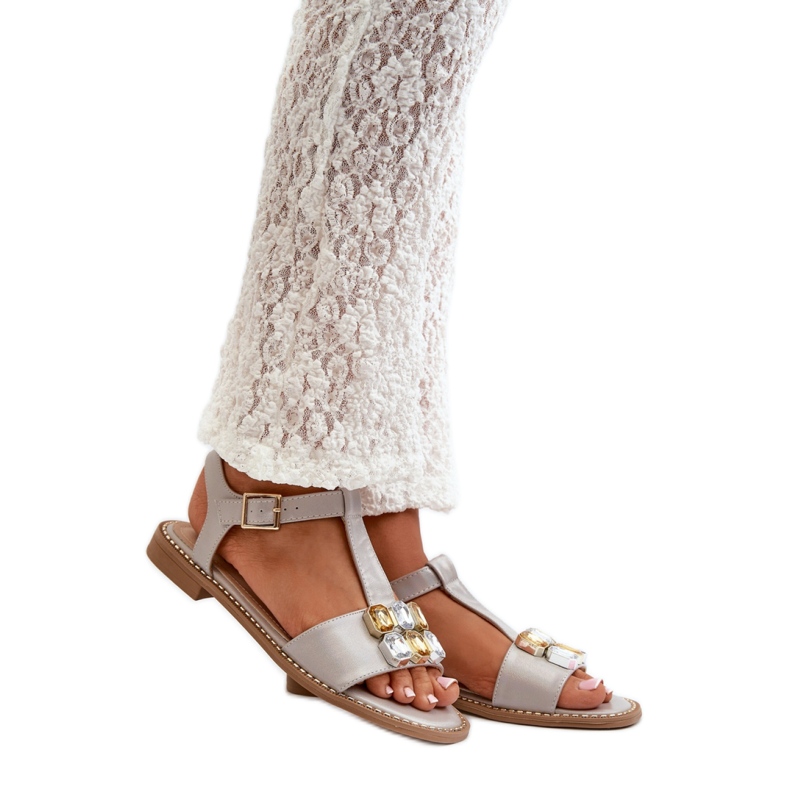 S. BARSKI Ženske sandale s ukrasnim detaljima S.Barski bež