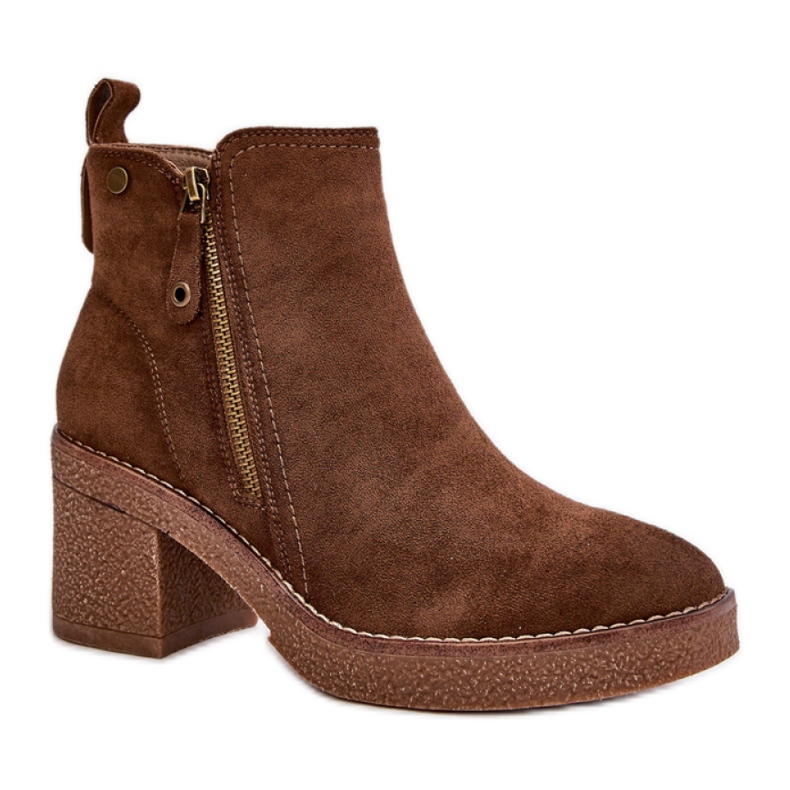 Smeđe ženske gležnjače na visoku petu smeđa