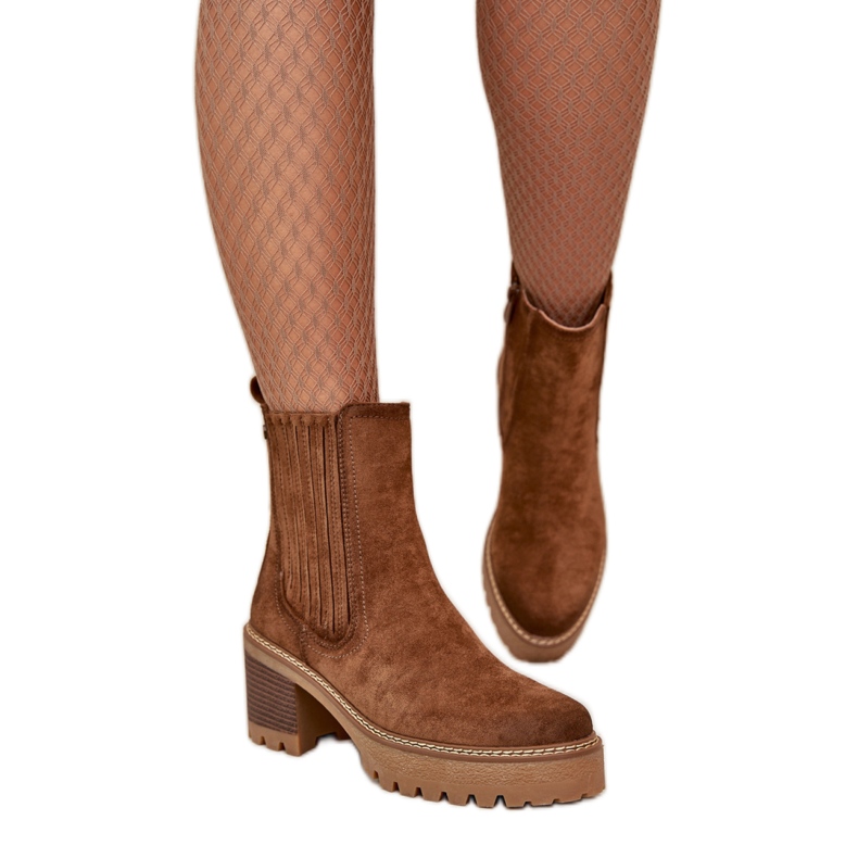 Ženske gležnjače od eko brušene kože smeđa