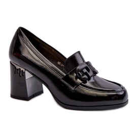 S.Barski Ženske cipele na visoku petu, lakirane crne boje crna