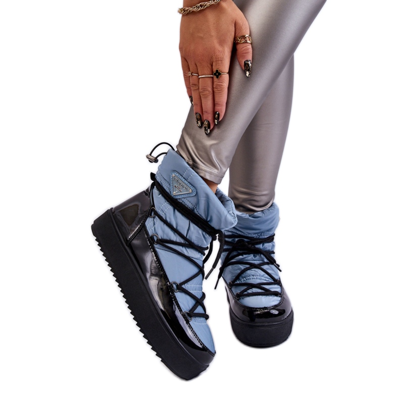 Plave ženske čizme za snijeg na vezanje plava