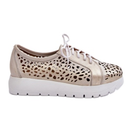 Zazoo zlatne ženske kožne cipele zlatni