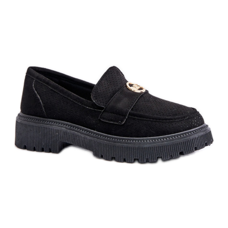 Mokasinke sa zlatnim detaljima Crne crno