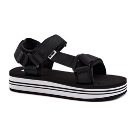 Lee Cooper Black/White ženske sandale s platformom crna