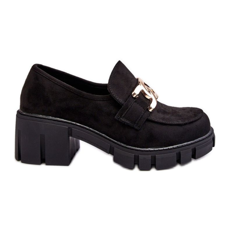 Ženske cipele na visoku petu s crnim ukrasom crno