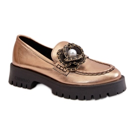 Ženske mokasine sa ukrasnim cvijetom Gold zlatni