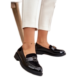 Ženske mokasine sa S.Barski Black Lacquer ukrasom crna